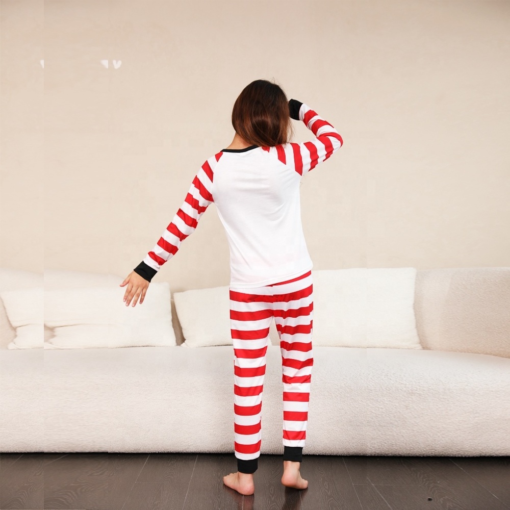 In-stocked Women men Kids Animal Striped printing Christmas Pajamas Cartoon Costume red Pijama