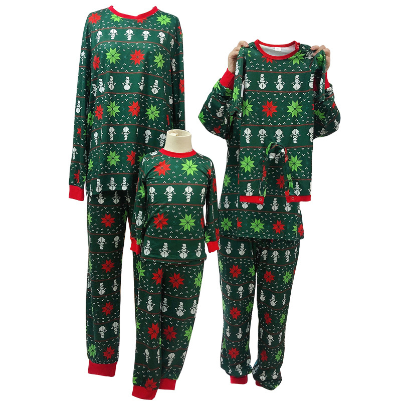 christmas parent-child suit cotton pajamas winter Pajamas Full Length Nightgowns