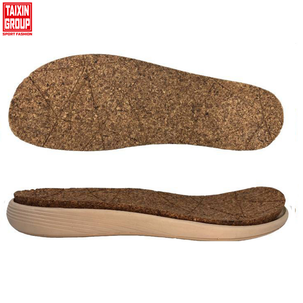 Wholesale cork sole shoes universal shoe making materials pvc shoe sole cork  cork sole disposable slippers