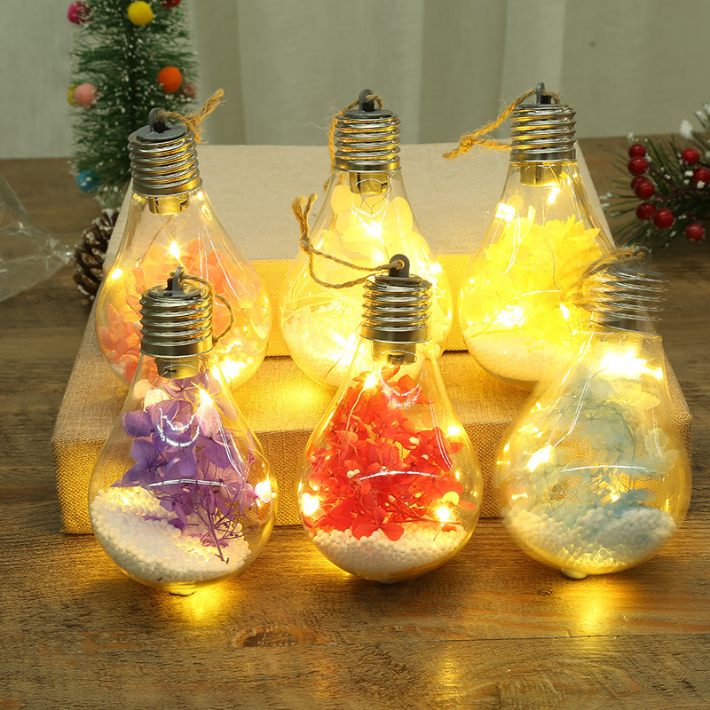 Transparent Plastic LED Lights Christmas Ball LED clear plastic Christmas bulb ball for House Xmas Wreath Garland Christmas Tree