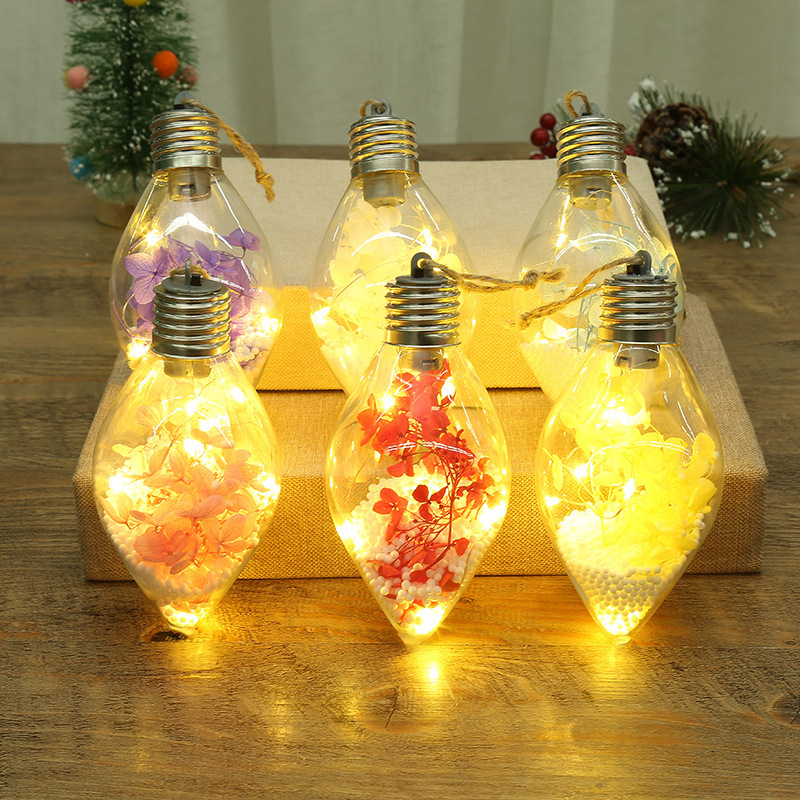 Transparent Plastic LED Lights Christmas Ball LED clear plastic Christmas bulb ball for House Xmas Wreath Garland Christmas Tree