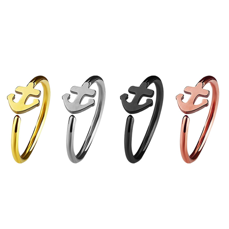 10Pcs/Set Stainless Steel Hypoallergenic Nose Pin Heart Butterfly Piercing Nose Cuffs Clip On Hinged Round Ring for Women