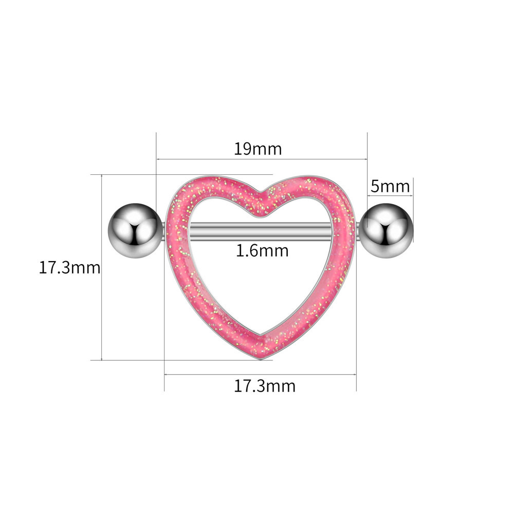 5Pair/Set Nipple Rings Body Jewelry Heart Breast Jeweled Nipple Rings Silver Plated Oil Drip Stainless Steel Piercing Wholesale