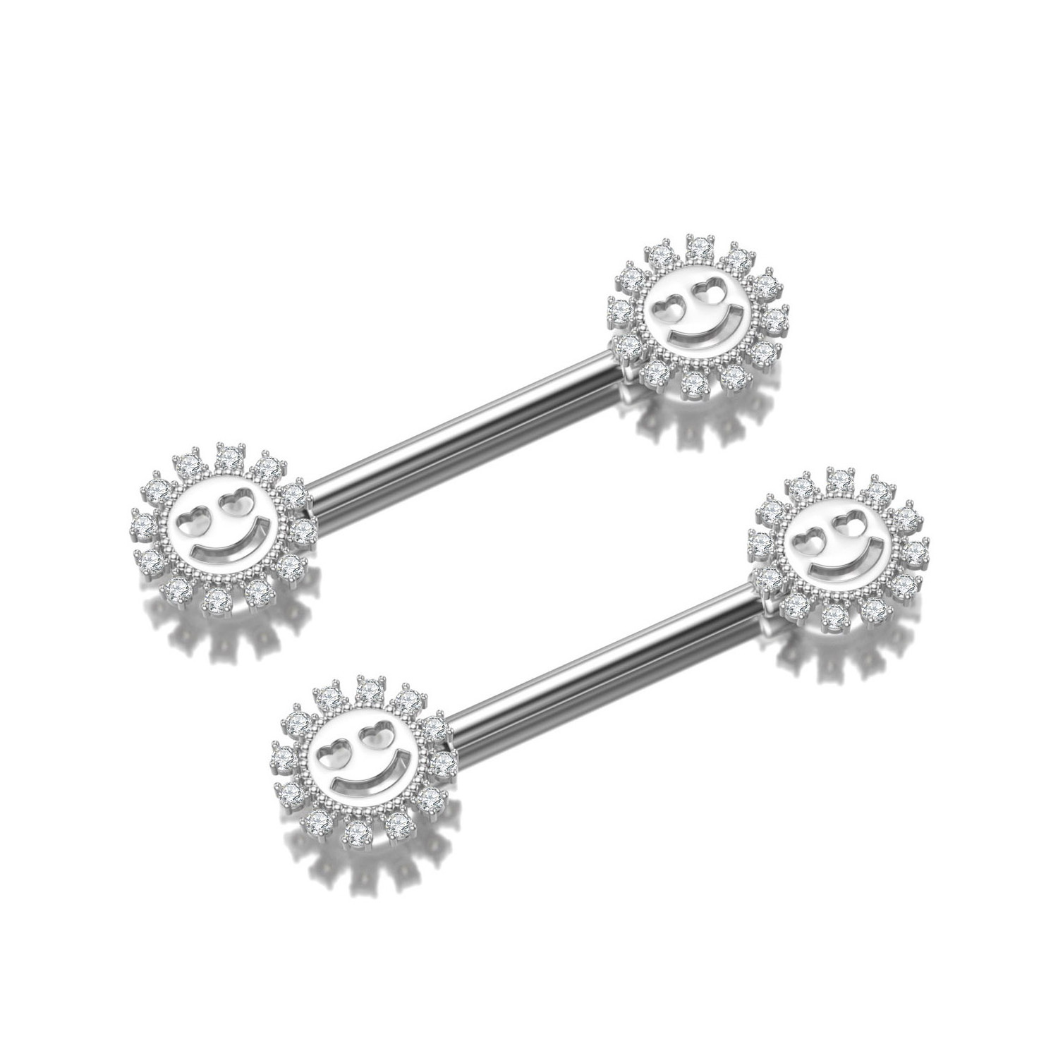 5Pair/Set Smiling Sun Flower Women Nipple Piercing Rings High Quality Jewelry Supplier Wholesale Stainless Steel Body Piercing