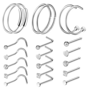 20G Nose Ring Hoop Nose Rings Studs Piercings Hoop Jewelry Stainless Steel Nose Rings