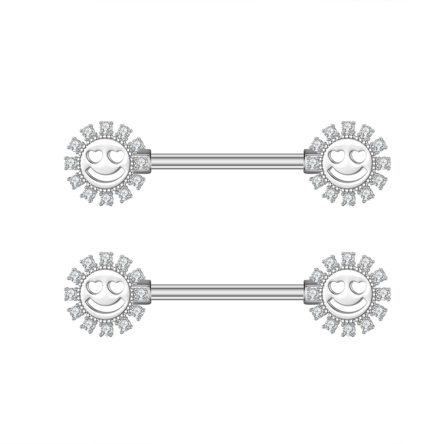 5Pair/Set Smiling Sun Flower Women Nipple Piercing Rings High Quality Jewelry Supplier Wholesale Stainless Steel Body Piercing