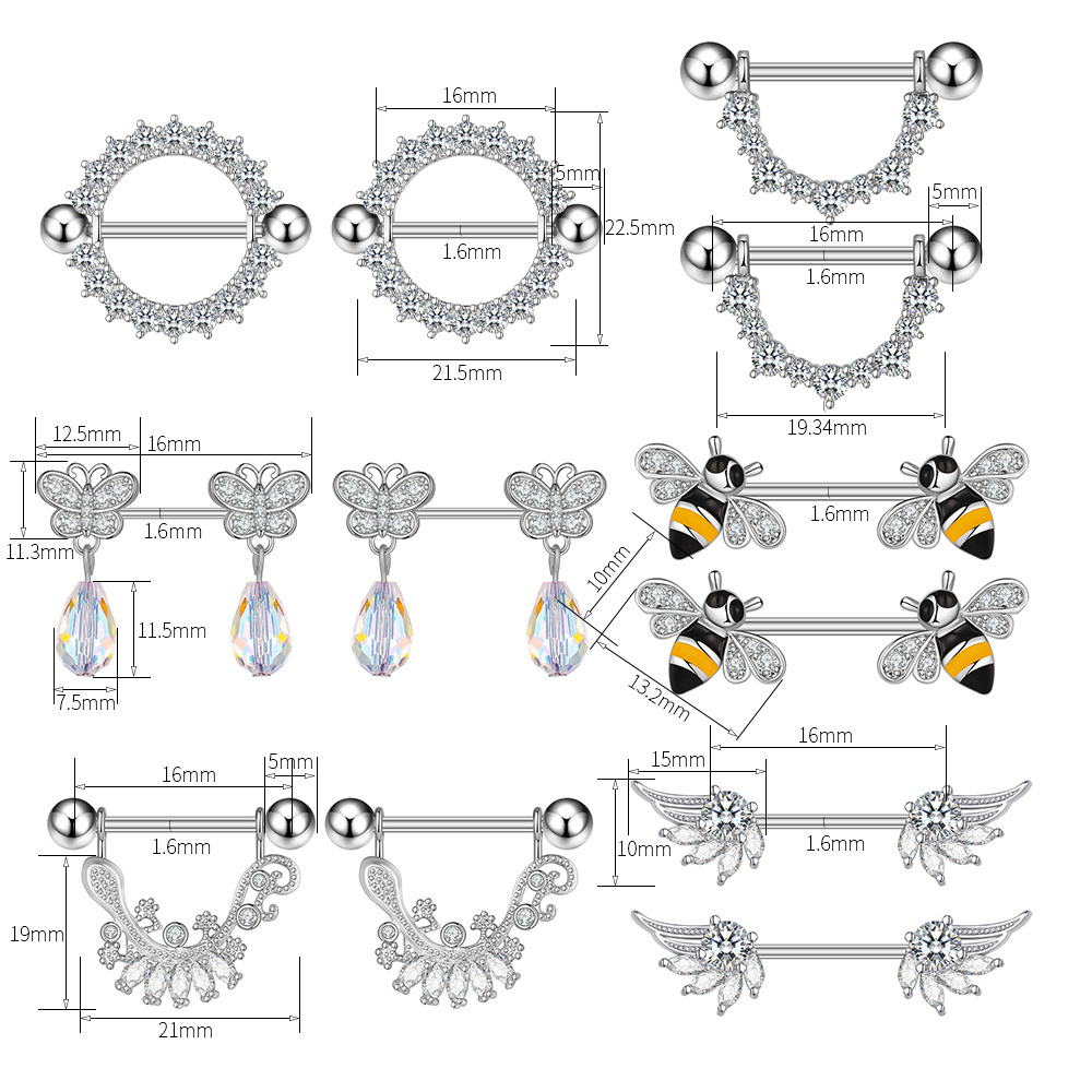 10Pair/Set Butterfly String and Camo Nipple Rings Lamp Shape New Design Custom Made 316L Nipple Rings Sexy