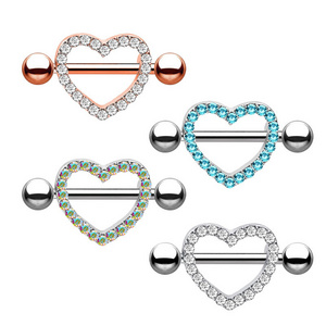 Fashion Barbell Nipple Rings Piercing Bar Rings Jewelry Creative Punk High Quality Heart Womans Rings