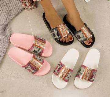 Amazon dollar rhinestone flat flip-flops ladies sandals wholesale slipper for women