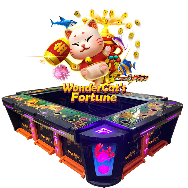 USA Software Indoor Amusement Arcade Game 86 Inch 10 Player Tables Fish Hunter Machine Wonder Cat's Fortune