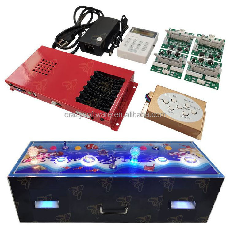 2024 Crazy Software Portable Wooden Cabinet 2 Players 32inch LCD Fish Board Game Machine Fortune Kings