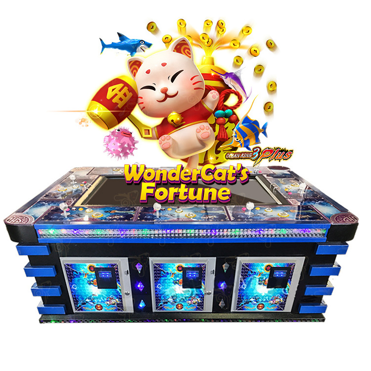 USA Software Indoor Amusement Arcade Game 86 Inch 10 Player Tables Fish Hunter Machine Wonder Cat's Fortune