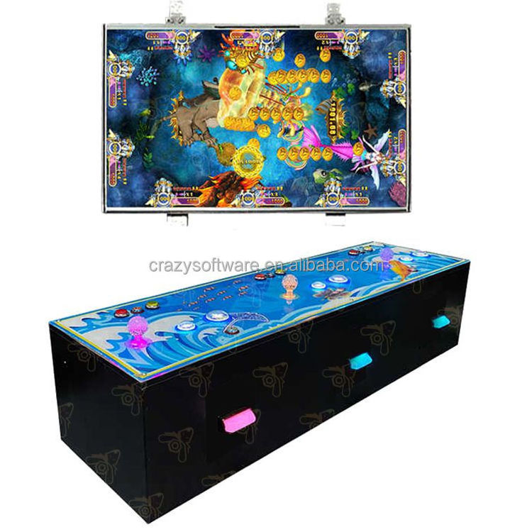 2024 Crazy Software Portable Wooden Cabinet 2 Players 32inch LCD Fish Board Game Machine Fortune Kings