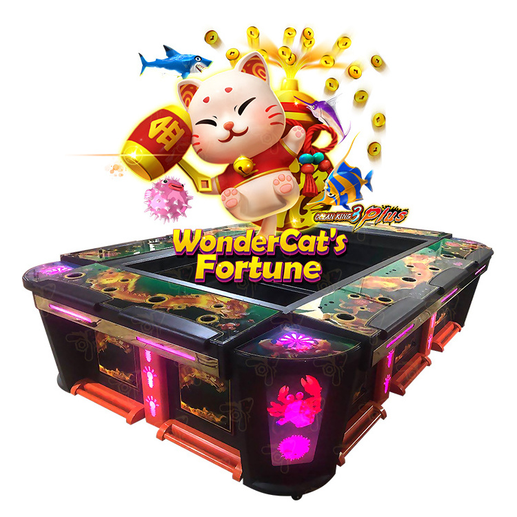 USA Software Indoor Amusement Arcade Game 86 Inch 10 Player Tables Fish Hunter Machine Wonder Cat's Fortune