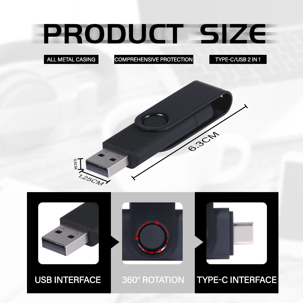 Promotional OTG 2 in 1 usb flash Drive cle USB stick 2.0 3.0 Pendrive 8GB 16GB 32GB 64GB 128GB Portable Thumbdrives Gifts