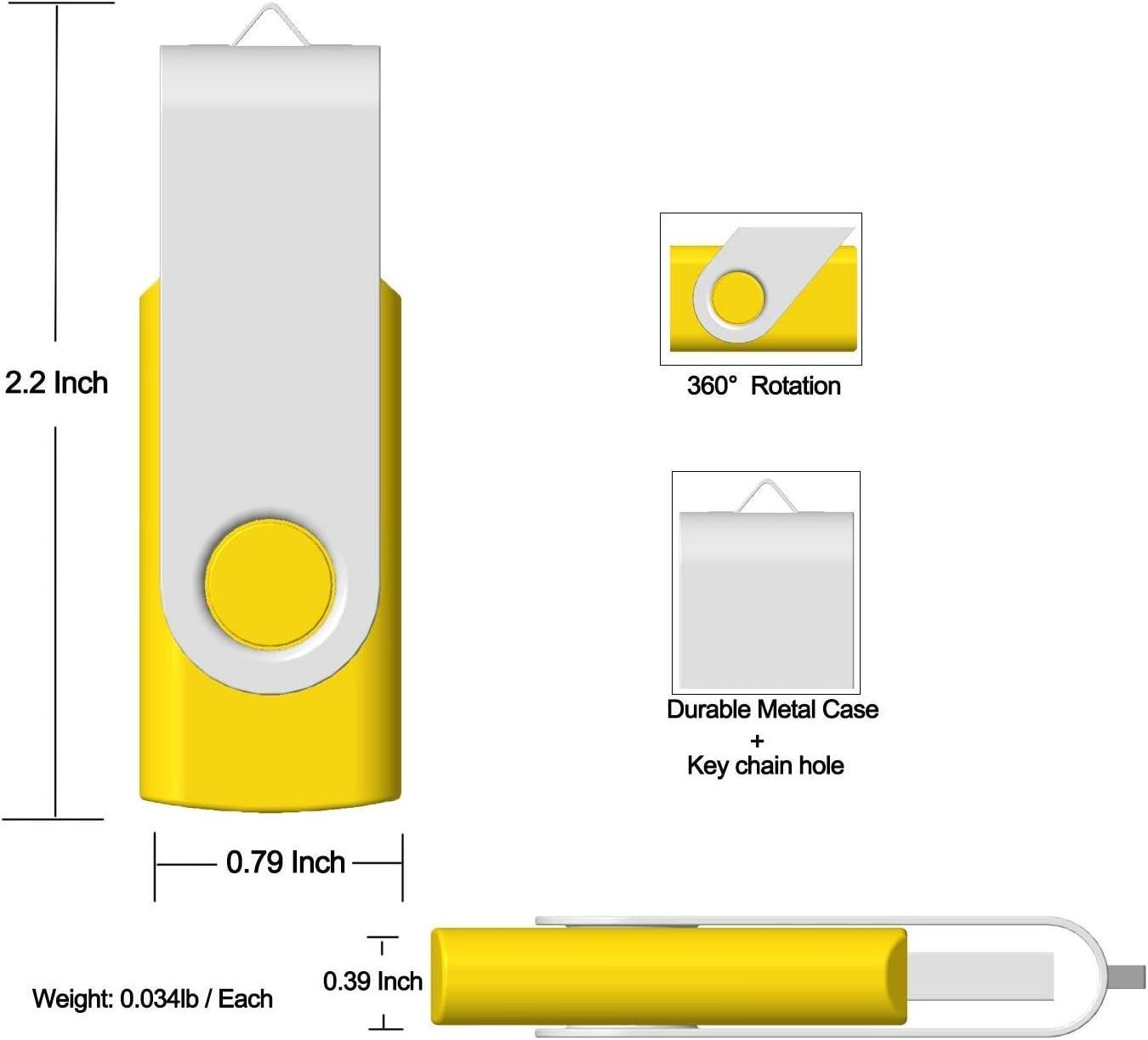 Custom Logo 2.0 3.0 Flash USB Thumbdrives 128GB 64GB 32GB 16GB 8GB High Speed metal swivel Memory Stick