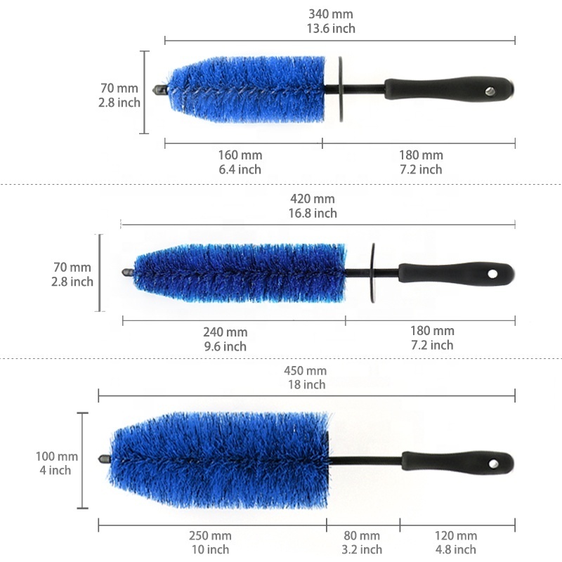 CR Free Logo Print EZ Wheel Brush Car Wash Brush Kit With Long Handle Car Cleaning Brush For Car