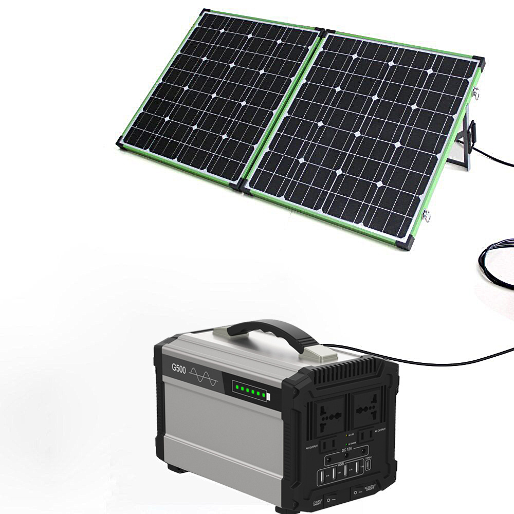 Portable Power Station 500W LifePO4 Battery Mini Off Grid Solar Generator Power Bank backup Supply with solar panels