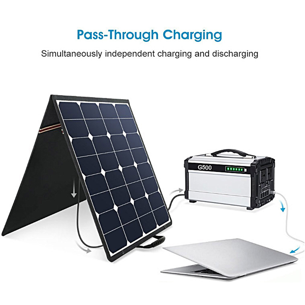 Portable Power Station 500W LifePO4 Battery Mini Off Grid Solar Generator Power Bank backup Supply with solar panels