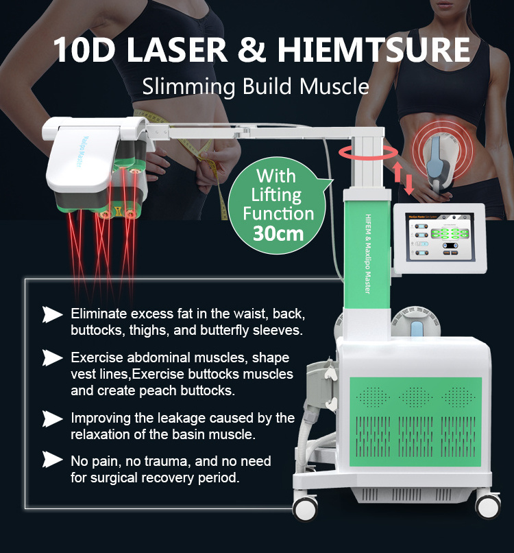 2024 Newest 2 in1 Professional EMS Weigh Loss Cellulite Reduction Machine  lipo 10d Laser 532nm Non-invasive weight loss machine