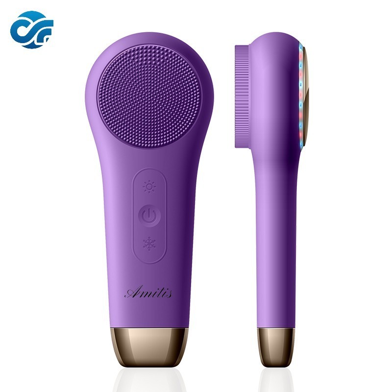 Amitis Person Skin Care Electronic Heated Silicone Exfoliating Brush Face Wash Sonic Electric Facial Cleansing Brush