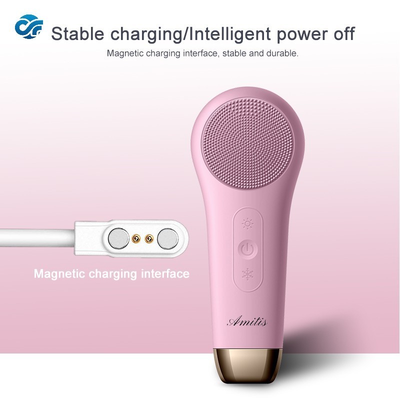 Amitis Person Skin Care Electronic Heated Silicone Exfoliating Brush Face Wash Sonic Electric Facial Cleansing Brush