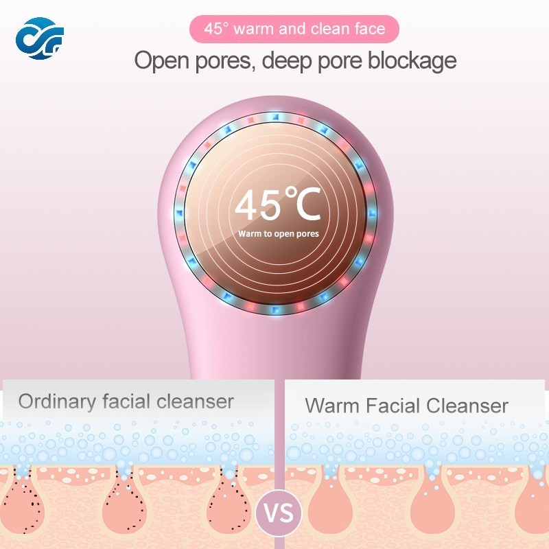 Amitis Person Skin Care Electronic Heated Silicone Exfoliating Brush Face Wash Sonic Electric Facial Cleansing Brush