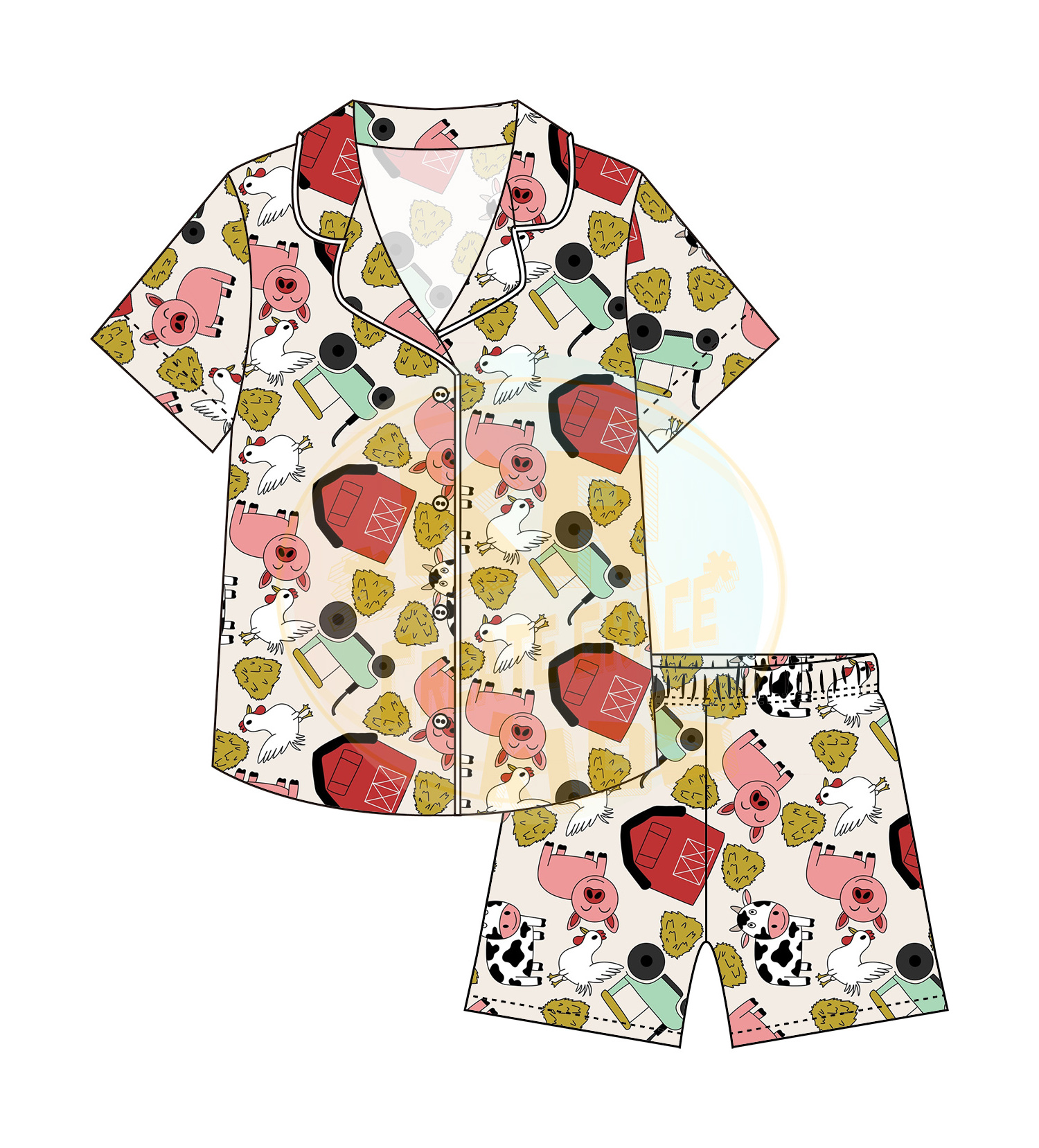 Wholesale 2 piece Set Children's Clothing Short Sleeve Custom smile printed Casual Pajamas Cartoon Print Kids Pajamas