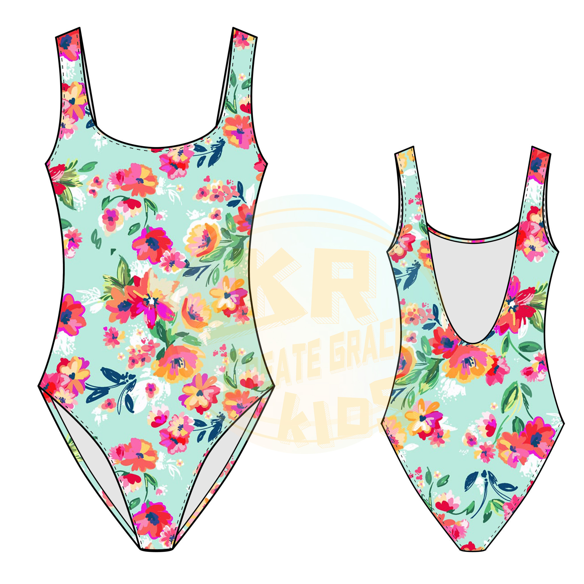 OEM 2024 new girls' swimsuit Baby one strap swimsuit Blue pink print cute beach bikini sweet children's swimwear