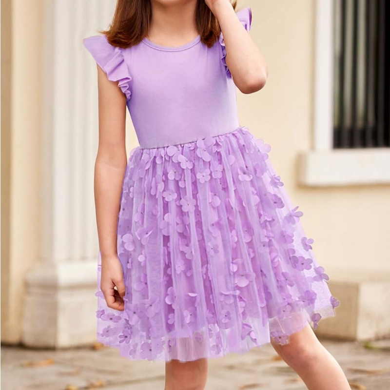 Toddler Tutu Dress Little Girls Fluffy Summer Dresses Casual Party Tulle Sundress for Kids 2-6Y Flower Girls' Wedding Dresses