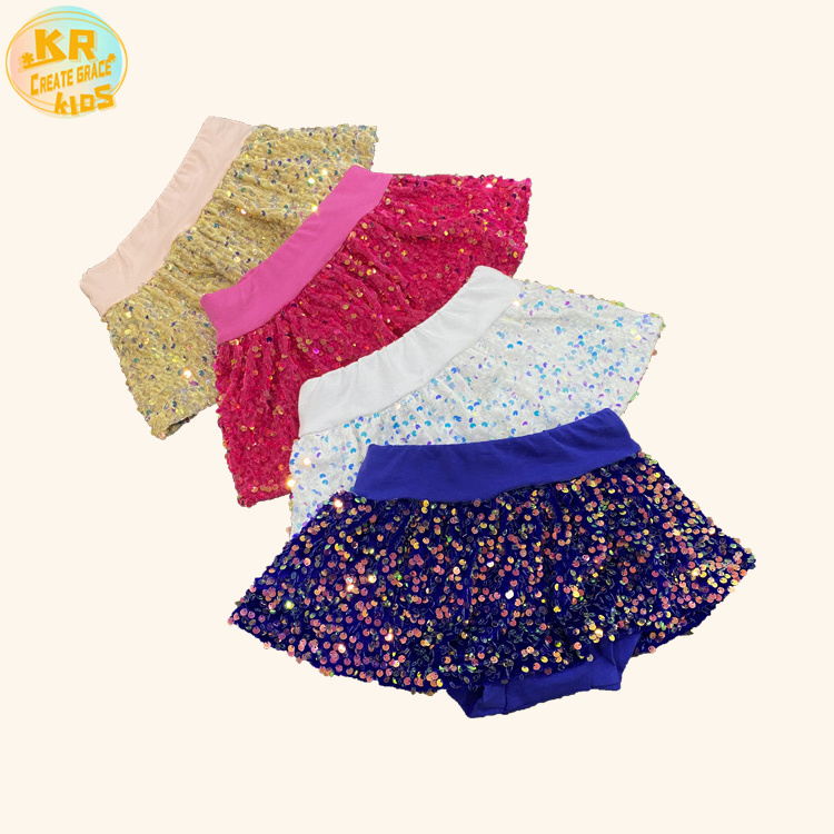 Wholesale Fluffy Petti skirt Mini Ballet Tutu Skirts Glitter Princess Dance Tutu Skirt With Safety Pants Sequins for girl