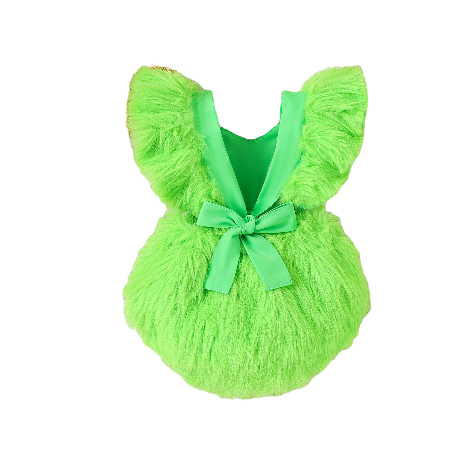 OEM/ODM 2023 New Green fur monster costume Heart Santa Claus sweater romper Strap hollow back Green Christmas Velvet Baby Romper