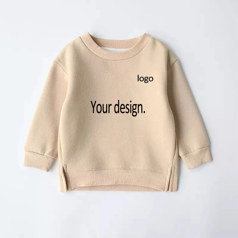 Custom logo blank 100% cotton kid baby children plain crewneck sweatshirt toddler boys hoodies sweatshirt