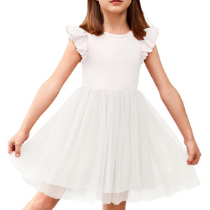 Wholesale Higher Quality Clothing Latest Design Kids Children Fly Sleeve Tutu Cake Fluffy Girl Dresses Birthday Party Dress