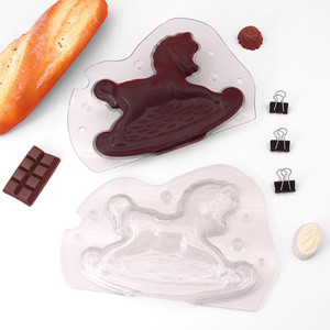 3D Wooden Horse Chocolate Mold Baking Tool  Mousse Cake Decoration Molding Tool Stereo Chocolate Inverted Mold