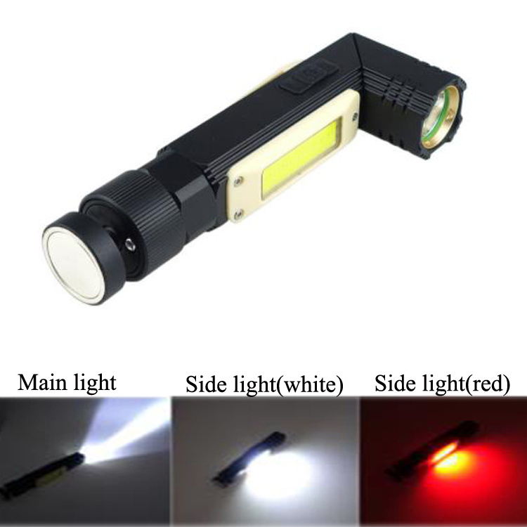 multifunction cob red white  led torch light  aluminum 15W magnet led flashlight 90 rotation degree flashlights USB rechargeable