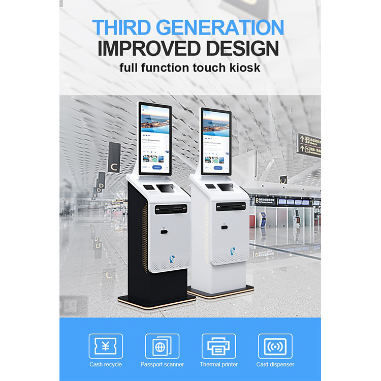 Crtly 32 inch self automatic cash machine self service payment kiosks machine cash recycler kiosk manufacture atm machine