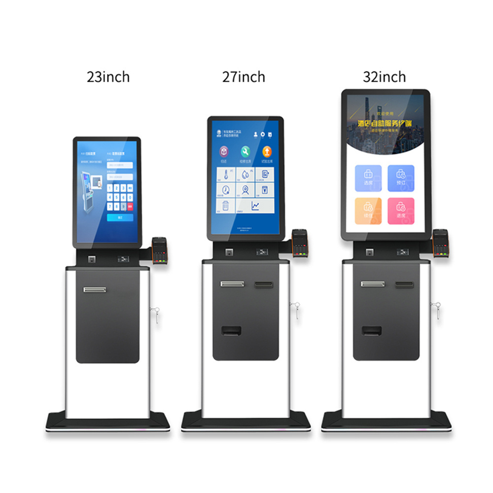 Crtly payment kiosk cash and bill self check in kiosk hotel passport scanner card dispenser kiosk cash recycler machine