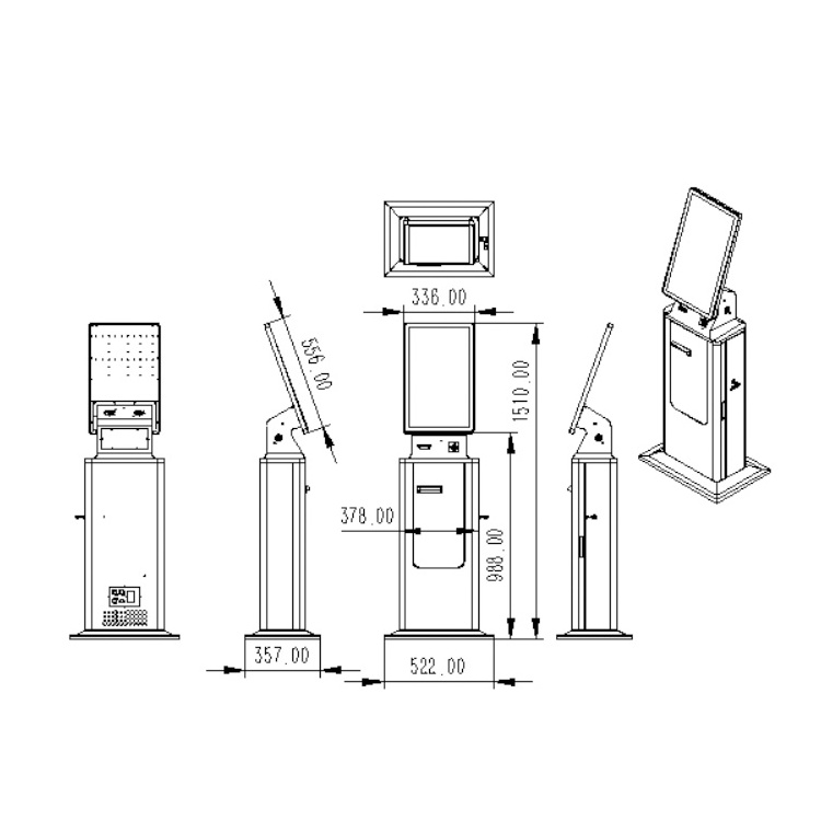 Crtly floor standing interactive customer service kiosk touch screen parking garage payment kiosk ticketing vending machine