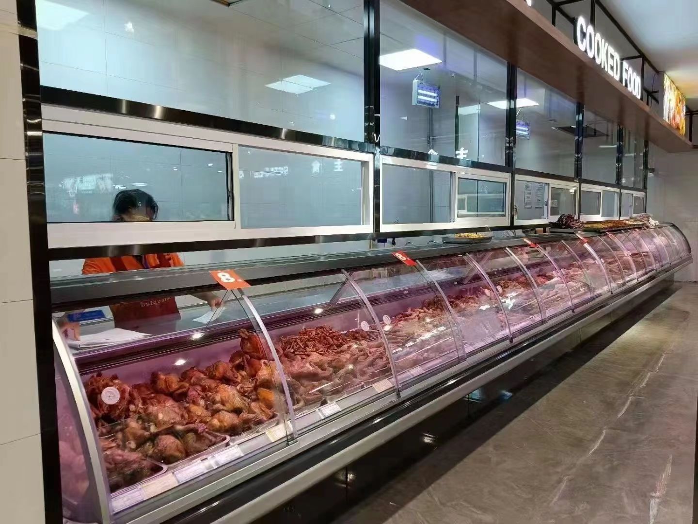 Commercial Supermarket  Deli Fresh Meat Cooked Food Display Fridge Equipment Food Fresh Meat Display Cabinet Cooler Counter