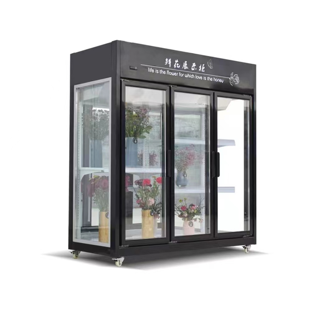 New Style Shop Flower Display Refrigerator 1175L Glass Door Commercial Display Front Glass Front 4 Door Upright Freezer