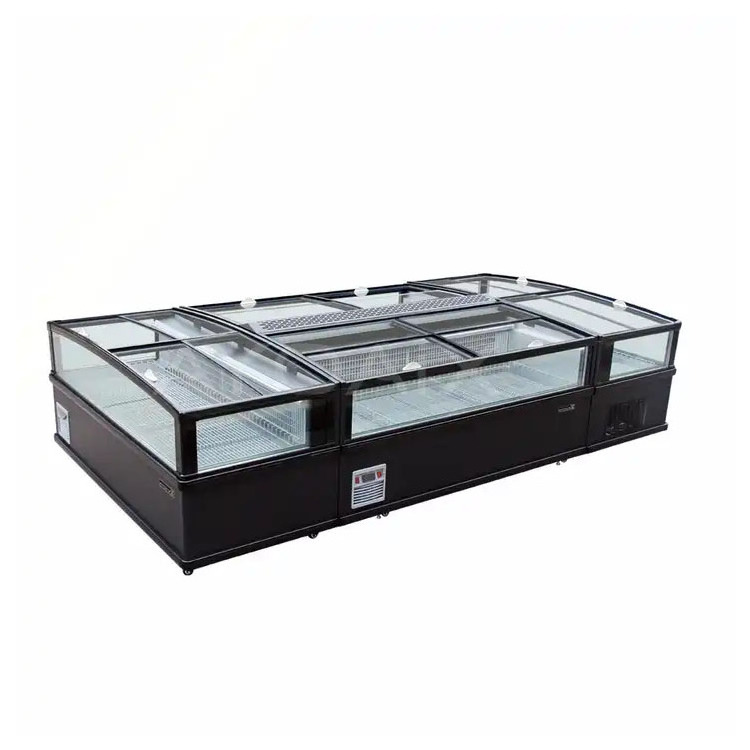 Supermarket Top Open Sliding Lid Fridge Bagged Frozen Food Meat Combined Display Eu Island Freezer