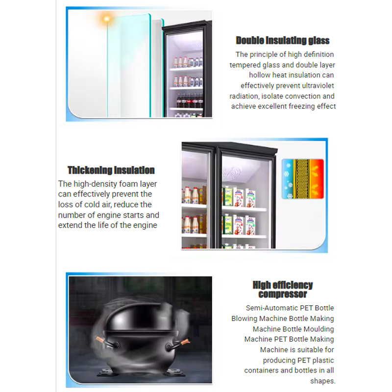 Supermarket Vertical large capacity cabinet glass door display beer beverage split door fruit vegetable display freezer