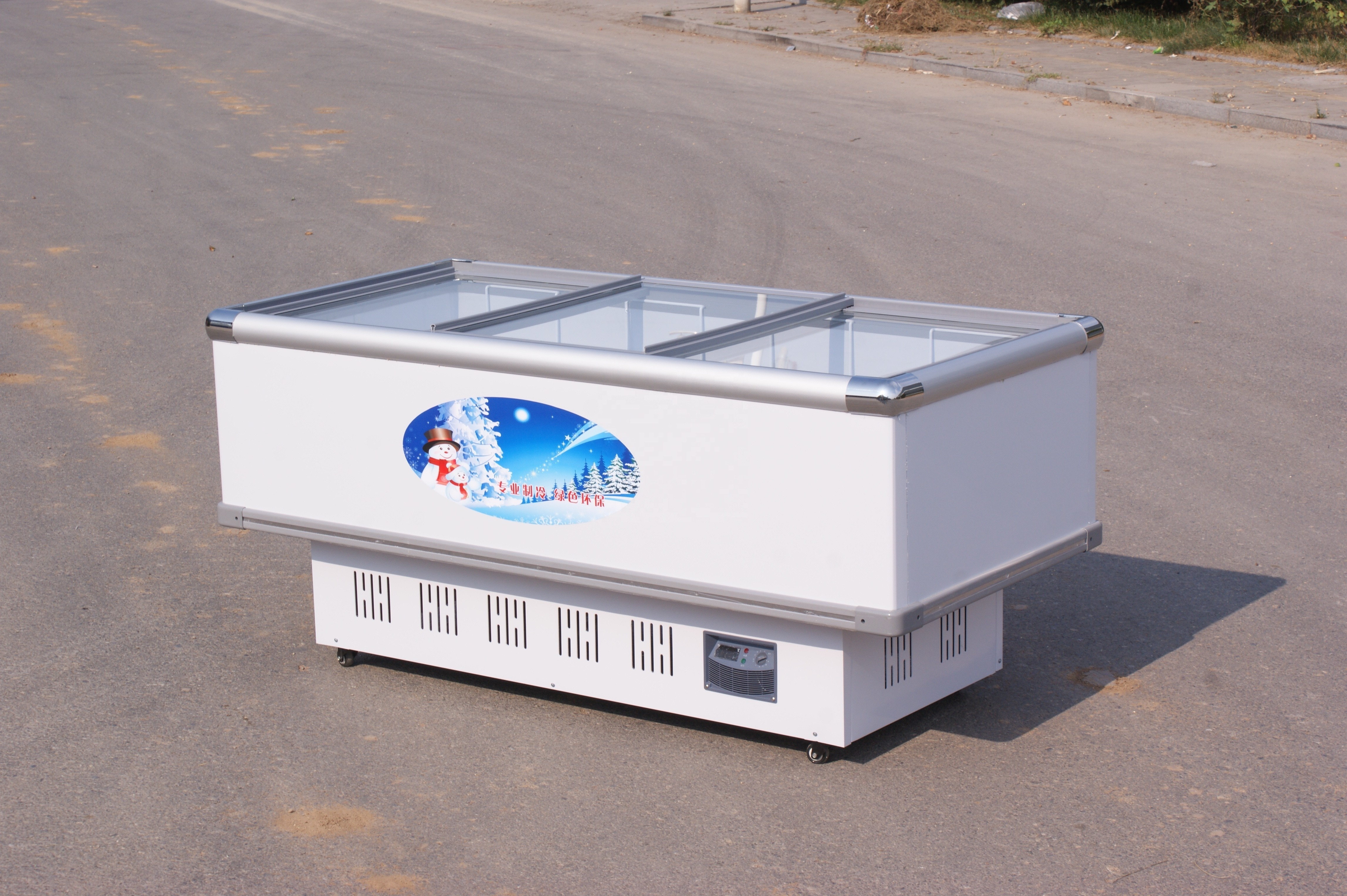 Commercial deep used for ice cream display cabinet island type refrigerated flat island cabinet