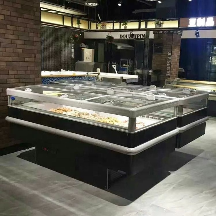 Commercial deep used for ice cream display cabinet island type refrigerated flat island cabinet