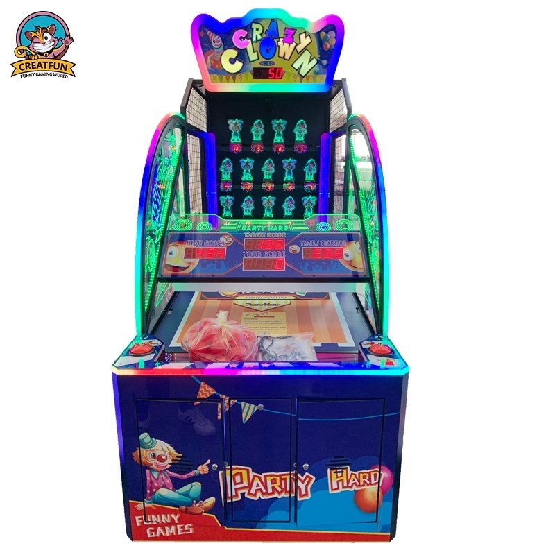 2022 Hot sales Indoor Coin Operated Game Machines  Crazy Clown Throwing Ball Games Lottery Machine