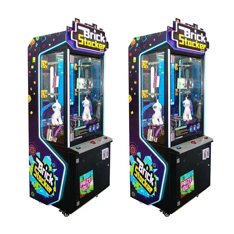 High quality coin operated Brick stacker prize game arcade ticket redemption claw crane machine