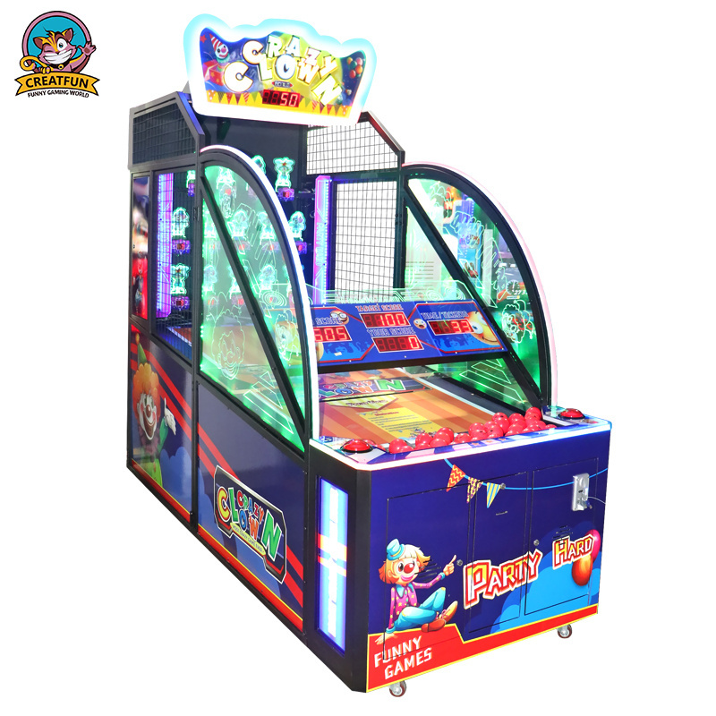 2022 Hot sales Indoor Coin Operated Game Machines  Crazy Clown Throwing Ball Games Lottery Machine