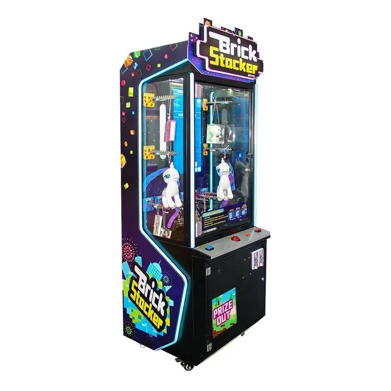 High quality coin operated Brick stacker prize game arcade ticket redemption claw crane machine