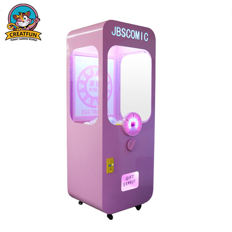 Hot sale pink kids coin operated game machine metal lucky twisted eggs vending machine